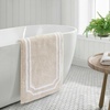 image:imageMartha Stewart  Bath Rug Plush 100 YarnDye Knit Rug Soft Cushioned Feel Bathroom Rug with SkidResistant Latex Rubber Backing Skylands Border LinenWhite 60 x 22Skylands Border LinenWhite