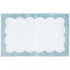 image:imageMartha Stewart  Bath Rug Plush 100 YarnDye Knit Rug Soft Cushioned Feel Bathroom Rug with SkidResistant Latex Rubber Backing Skylands Border LinenWhite 60 x 22Bedford Scallop WhiteBlue Bell