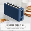 image:imageMartha Stewart 2 Slice Long Slot Toaster Extra Wide for Sourdough amp Bagels 10 Setting Shade Control Removable Crumb Tray SelfCentering Design DefrostReheat Cancel Slim SpaceSaving LinenIndigo Blue