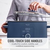 image:imageMartha Stewart 8 QT Slow Cooker Programmable with Timer 3 Heat Settings Low High Warm Nonstick Ceramic Removable Crock Stovetop amp Oven Safe Glass Lid Simmer Reheat Warm LinenIndigo Blue