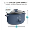 image:imageMartha Stewart 8 QT Slow Cooker Programmable with Timer 3 Heat Settings Low High Warm Nonstick Ceramic Removable Crock Stovetop amp Oven Safe Glass Lid Simmer Reheat Warm LinenIndigo Blue