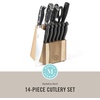 image:imageMartha Stewart Greeley Forged High Carbon Stainless Steel 14 Piece Knife Block Set Linen White Kitchen Knife Set with Acacia Wood Block Chef Knife Bread Knife Steak KnivesBlack