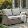 image:imageMartha Stewart Lily Pond IndoorOutdoor Patio Loveseat in Weathered Gray Rattan Wicker with AllWeather Gray Back and Seat Cushions 300 Lb Static Weight Per Seat