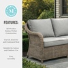 image:imageMartha Stewart Lily Pond IndoorOutdoor Patio Loveseat in Weathered Gray Rattan Wicker with AllWeather Gray Back and Seat Cushions 300 Lb Static Weight Per Seat