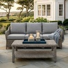 image:imageMartha Stewart Lily Pond Rattan Wicker IndoorOutdoor Patio Coffee Table with Lower Storage Shelf in Weathered Gray