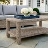 image:imageMartha Stewart Lily Pond Rattan Wicker IndoorOutdoor Patio Coffee Table with Lower Storage Shelf in Weathered Gray