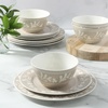 image:imageMartha Stewart Maiden Crown Plates and Bowls Sets 12Piece New Bone China Dinnerware Sets Botanical Floral Design Dish Set Microwave amp Dishwasher SafeTaupe