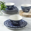 image:imageMartha Stewart Maiden Crown Plates and Bowls Sets 12Piece New Bone China Dinnerware Sets Botanical Floral Design Dish Set Microwave amp Dishwasher SafeSky Blue