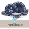 image:imageMartha Stewart Maiden Crown Plates and Bowls Sets 12Piece New Bone China Dinnerware Sets Botanical Floral Design Dish Set Microwave amp Dishwasher SafeSky Blue