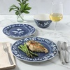 image:imageMartha Stewart Maiden Crown Plates and Bowls Sets 12Piece New Bone China Dinnerware Sets Botanical Floral Design Dish Set Microwave amp Dishwasher SafeSky Blue