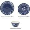 image:imageMartha Stewart Maiden Crown Plates and Bowls Sets 12Piece New Bone China Dinnerware Sets Botanical Floral Design Dish Set Microwave amp Dishwasher SafeSky Blue