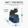 image:imageMartha Stewart Rotating Waffle Maker 180 Flip Iron with PFASFree Nonstick Plates Adjustable Timer Ready Light Drip Tray Space Saving Classic Round 7 Easy to Clean Stainless Steel LinenIndigo Blue