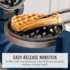 image:imageMartha Stewart Rotating Waffle Maker 180 Flip Iron with PFASFree Nonstick Plates Adjustable Timer Ready Light Drip Tray Space Saving Classic Round 7 Easy to Clean Stainless Steel LinenIndigo Blue