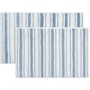 image:imageMartha Stewart  Bath Rug Plush 100 YarnDye Knit Rug Soft Cushioned Feel Bathroom Rug with SkidResistant Latex Rubber Backing Skylands Border LinenWhite 60 x 22Driftwood Stripes Blue