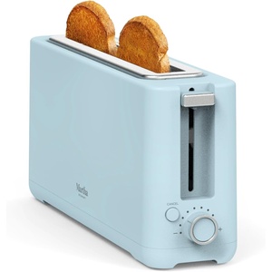 image:imageMartha Stewart 2 Slice Long Slot Toaster Extra Wide for Sourdough amp Bagels 10 Setting Shade Control Removable Crumb Tray SelfCentering Design DefrostReheat Cancel Slim SpaceSaving LinenSky Blue