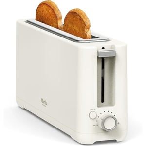 image:imageMartha Stewart 2 Slice Long Slot Toaster Extra Wide for Sourdough amp Bagels 10 Setting Shade Control Removable Crumb Tray SelfCentering Design DefrostReheat Cancel Slim SpaceSaving LinenLinen Cream