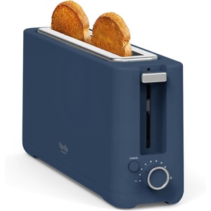 image:imageMartha Stewart 2 Slice Long Slot Toaster Extra Wide for Sourdough amp Bagels 10 Setting Shade Control Removable Crumb Tray SelfCentering Design DefrostReheat Cancel Slim SpaceSaving LinenIndigo Blue