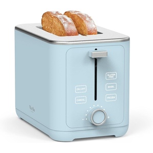 image:imageMartha Stewart 2 Slice Toaster 10 Shade Settings with Defrost Cancel Bagel amp GlutenFree ExtraWide SelfCentering Slots for Waffles amp Artisan Bread Removable Crumb Tray Cord Wrap Linen CreamSky Blue