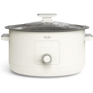 image:imageMartha Stewart 8 QT Slow Cooker Programmable with Timer 3 Heat Settings Low High Warm Nonstick Ceramic Removable Crock Stovetop amp Oven Safe Glass Lid Simmer Reheat Warm LinenLinen Cream