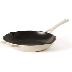 image:imageMartha Stewart Gatwick 12 Enameled Cast Iron Skillet PFASFree Classic Blue Exterior with Matte Black Enamel Interior Rust Resistant Oven SafeLinen White