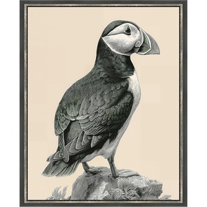 image:imageMartha Stewart Lily Pond Canvas Wall Art Coastal Bird Study Puffin 26 x 32 Living Room and Bedroom Decor Framed