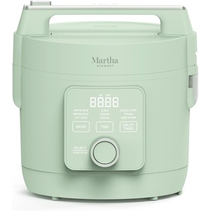 image:imageMartha Stewart Rice Cooker 4 Cup Uncooked  8 Cup Cooked Ceramic NonStick Removable Pot Keep Warm Measure Markings Steam Basket Brown amp Sushi Rice Quick Cook Quinoa Grains Oats Linen CreamHoneydew Green