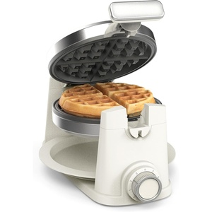image:imageMartha Stewart Rotating Waffle Maker 180 Flip Iron with PFASFree Nonstick Plates Adjustable Timer Ready Light Drip Tray Space Saving Classic Round 7 Easy to Clean Stainless Steel LinenLinen Cream