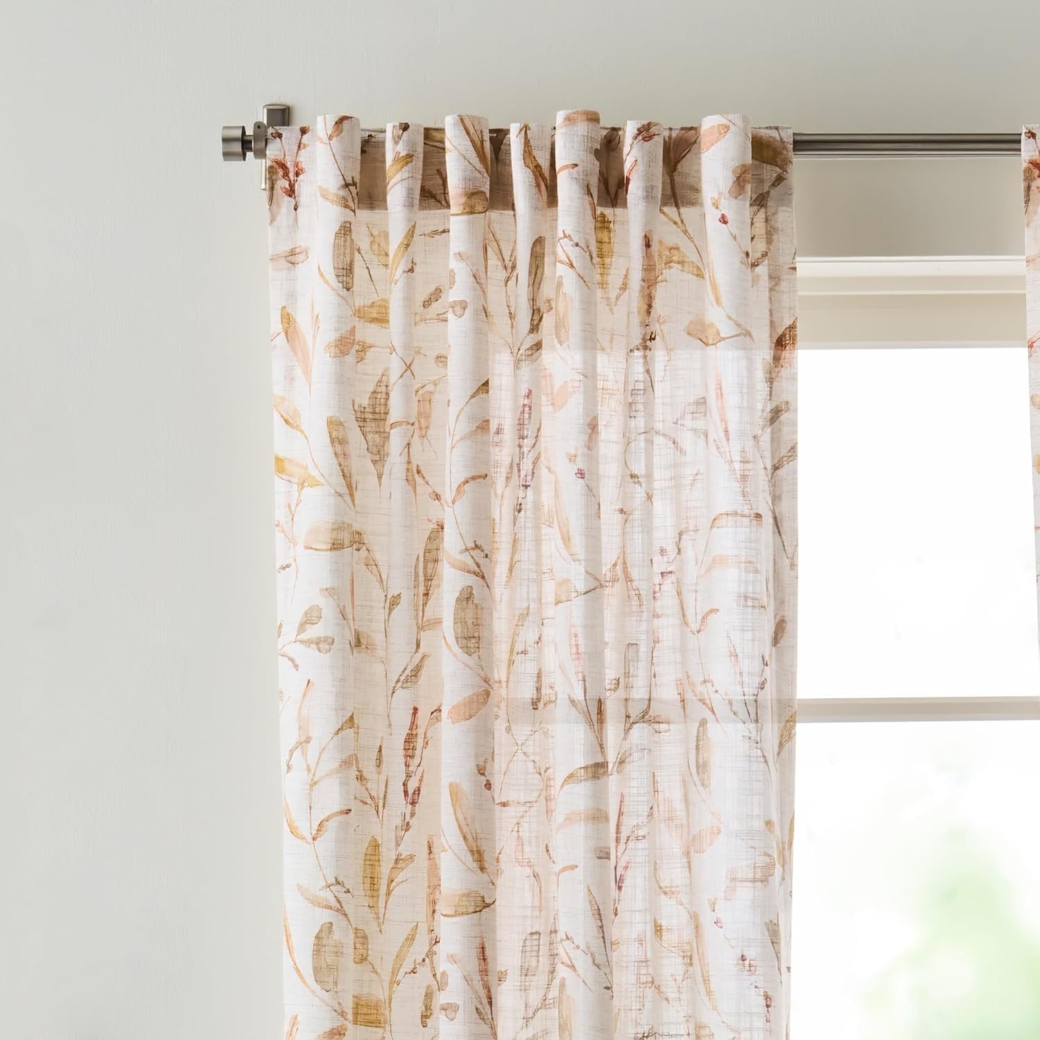 image:imageMartha Stewart Beige Cotton Curtains  Terracotta Rust Leaf Design  LightFiltering Curtain Panels for Living Room Decor  50 x 95  Set of 2Beige Rust