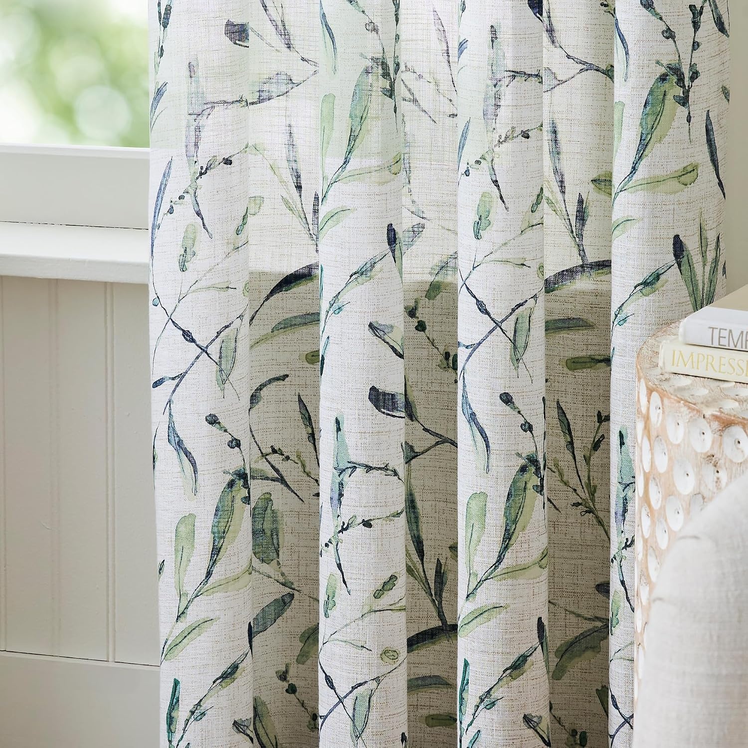 image:imageMartha Stewart Beige Cotton Curtains  Terracotta Rust Leaf Design  LightFiltering Curtain Panels for Living Room Decor  50 x 95  Set of 2Blue Green