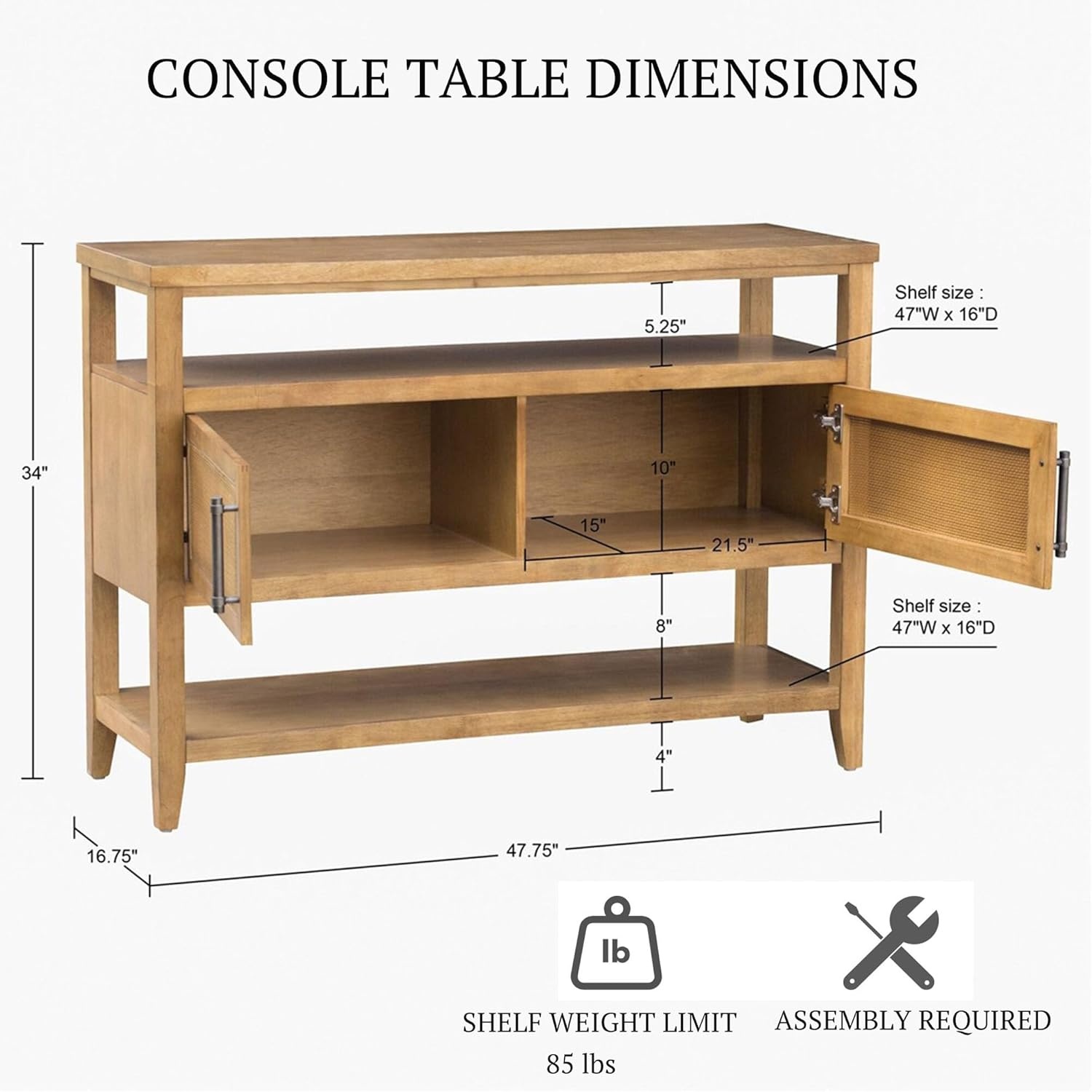 image:imageMartha Stewart Naomi Console Table with Storage Cabinet for Living Room Storage Cabinet Lily Pond Collection Cottage Design Console Sofa Table for Hallway Charming Coastal Furniture 4775 W Honey