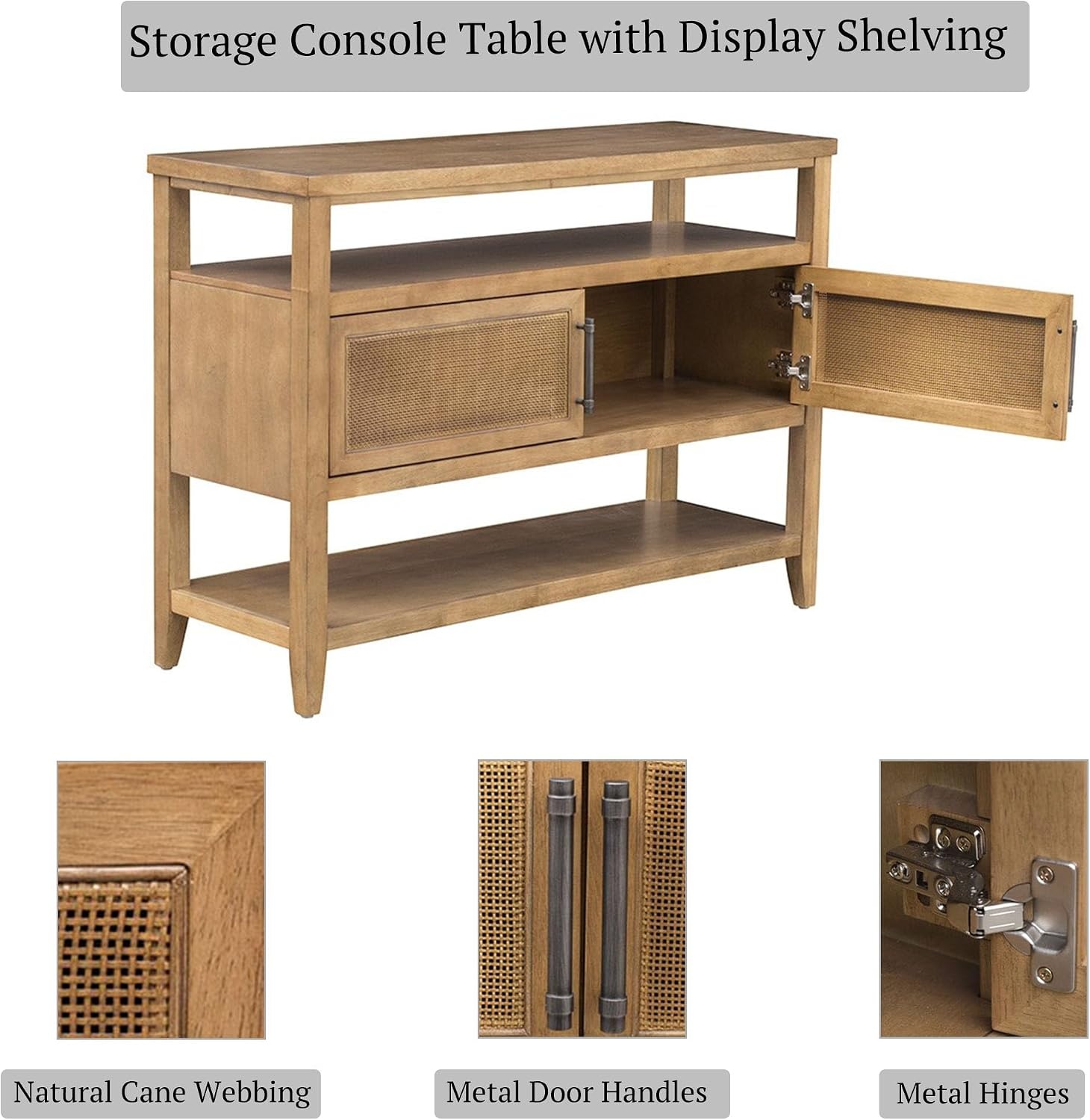 image:imageMartha Stewart Naomi Console Table with Storage Cabinet for Living Room Storage Cabinet Lily Pond Collection Cottage Design Console Sofa Table for Hallway Charming Coastal Furniture 4775 W Honey