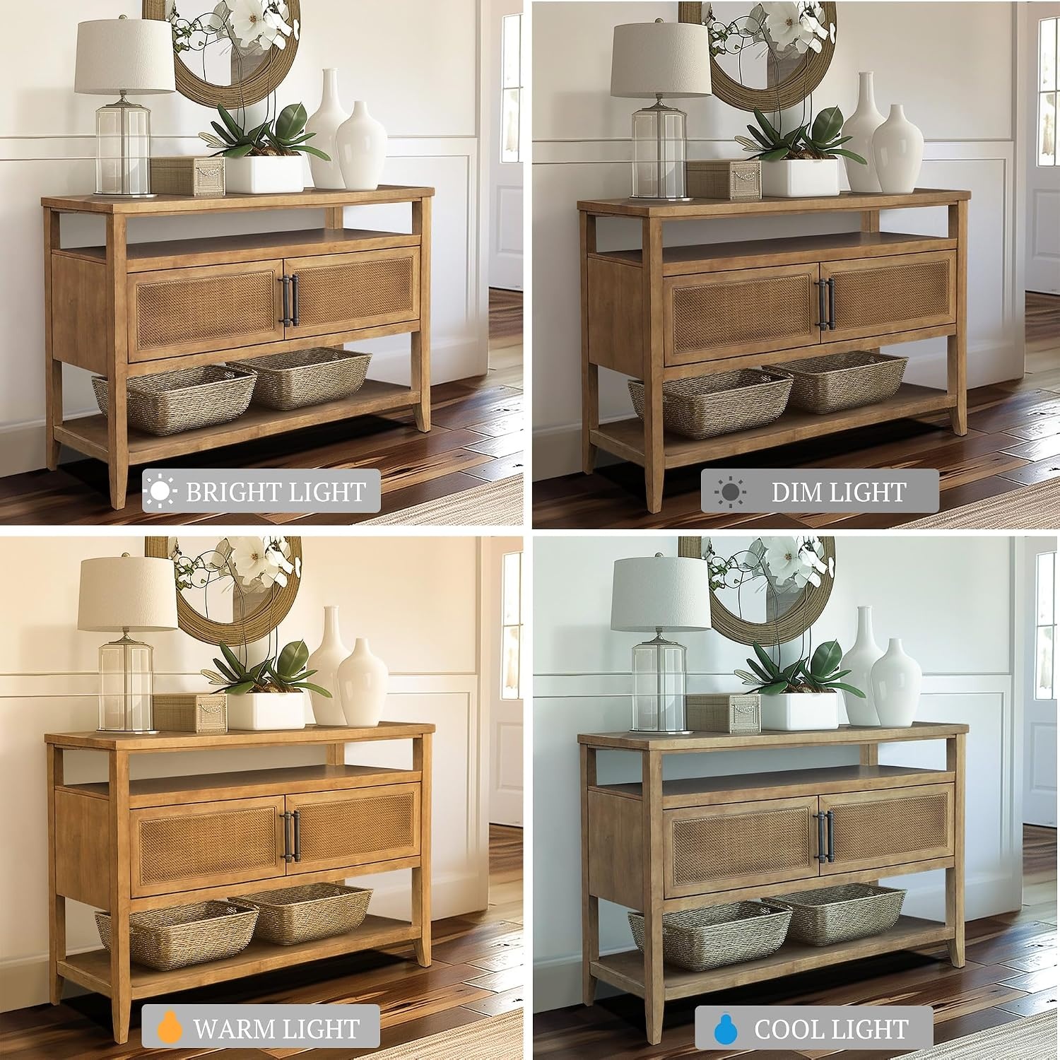 image:imageMartha Stewart Naomi Console Table with Storage Cabinet for Living Room Storage Cabinet Lily Pond Collection Cottage Design Console Sofa Table for Hallway Charming Coastal Furniture 4775 W Honey