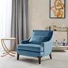 image:imageMartha Stewart Anna Upholstered Accent Chair Removable Lumbar Pillow Support Square Arm Jacqard Fabric Chic Modern Wide Cushion Seat Bedroom Lounge Comfy Blue 3075 W x 3225 D x 325 HAnna Blue