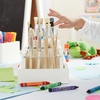 image:imageMartha Stewart Crafting Kids Accessory Tray  Linen White Wooden Paintbrush Storage with 4 Compartments Crayon Marker and Pencil Organizer for DeskLinen White