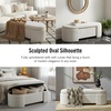 image:imageMartha Stewart Leslie Upholstered Storage Bench with SoftClose Lid Hidden Ventilated Storage 48 Oval Entryway Ottoman Bench No Assembly Required Lily Pond Collection Supports 400 lbs  Cream