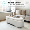 image:imageMartha Stewart Leslie Upholstered Storage Bench with SoftClose Lid Hidden Ventilated Storage 48 Oval Entryway Ottoman Bench No Assembly Required Lily Pond Collection Supports 400 lbs  Cream