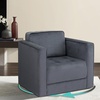 image:imageMartha Stewart Modern Button Tufted Velvet Swivel Chairs for Living Room 360 Degree Metal Base Stand Pipped Upholstered Bedroom Swivel Accent Chair Fully Assembled Chair  Gray Madrid