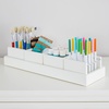 image:imageMartha Stewart Crafting Kids Accessory Tray  Linen White Wooden Paintbrush Storage with 4 Compartments Crayon Marker and Pencil Organizer for DeskLinen White