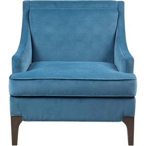 image:imageMartha Stewart Anna Upholstered Accent Chair Removable Lumbar Pillow Support Square Arm Jacqard Fabric Chic Modern Wide Cushion Seat Bedroom Lounge Comfy Blue 3075 W x 3225 D x 325 HAnna Blue