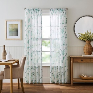 image:imageMartha Stewart Botanical Kitchen Curtains  36 Inch Sheer Cafe Tier Curtains with Valance Set  3 Piece White Green MaddisonWhiteGreen