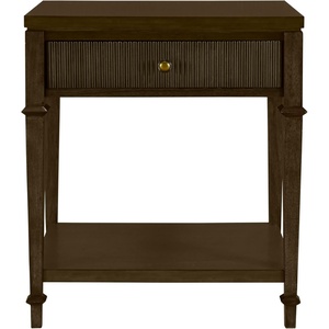 image:imageMartha Stewart Kenna Drawer Nightstand for Bedroom Nightstand with Drawer Lily Pond Collection Bedside Table Cottage Design Fluted Drawer Metal Hardware Coastal Bedroom Furniture 26 H Dark Coffee