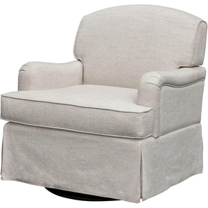 image:imageMartha Stewart Melody Swivel Glider Chair 360 Swivel amp Gentle Gliding Upholstered Jacquard Accent Chair with Rolled Arms amp Skirted Base Pocket Spring Seat Solid Wood Frame Bedroom amp Living Room