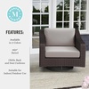 image:imageMartha Stewart Bedford IndoorOutdoor Patio Chair with 360 Swivel Functionality and Rattan Wicker Finish in Brown with Tan AllWeather Cushions