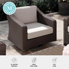 image:imageMartha Stewart Bedford IndoorOutdoor Patio Chair with 360 Swivel Functionality and Rattan Wicker Finish in Brown with Tan AllWeather Cushions