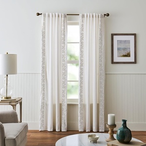 image:imageMartha Stewart White Curtains  Sage Green Embroidered Leaf  LightFiltering Curtain Panels for Living Room  50 x 95  Set of 2WhiteBeige Leaf