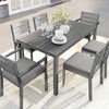image:imageMartha Stewart Bedford 7 Piece Aluminum Patio Set with 62 Table and 6 Stackable Chairs with Brown Brushed Woodgrain Finish Cream AllWeather Seat CushionsGrey