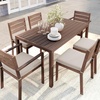 image:imageMartha Stewart Bedford 7 Piece Aluminum Patio Set with 62 Table and 6 Stackable Chairs with Brown Brushed Woodgrain Finish Cream AllWeather Seat CushionsBrown