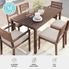 image:imageMartha Stewart Bedford 7 Piece Aluminum Patio Set with 62 Table and 6 Stackable Chairs with Brown Brushed Woodgrain Finish Cream AllWeather Seat CushionsBrown