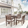 image:imageMartha Stewart Bedford 7 Piece Aluminum Patio Set with 62 Table and 6 Stackable Chairs with Brown Brushed Woodgrain Finish Cream AllWeather Seat CushionsBrown
