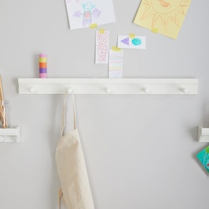 image:imageMartha Stewart Crafting Kids Peg Bar  Linen White WallMounted Wooden Peg Bar with 5 Sturdy Pegs  Perfect for Hanging Kids Aprons Art Smocks and HatsLinen White